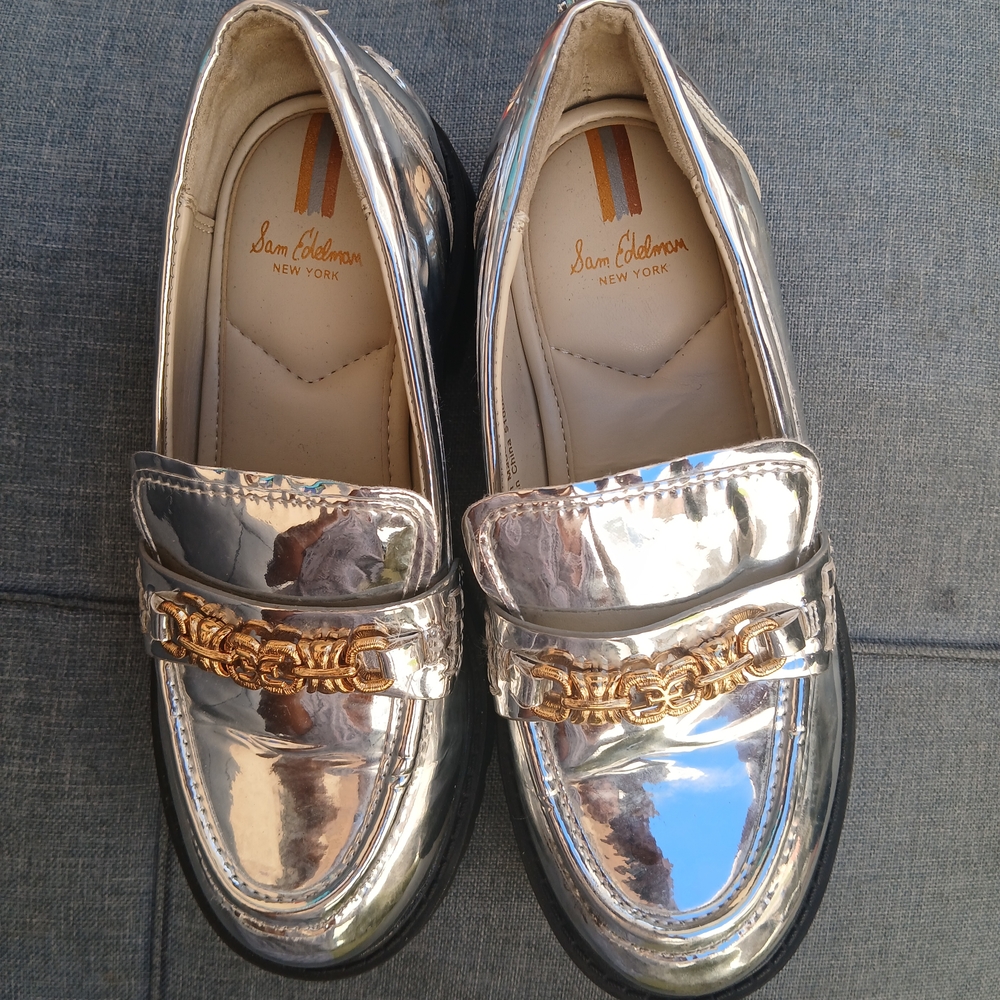 Sam Edelman Kids Metallic Silver Moccasins